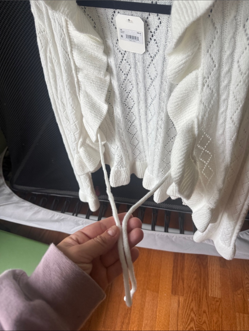 Altar'd State Cream Ruffled Open-Front Cardigan - Picture 4 of 4